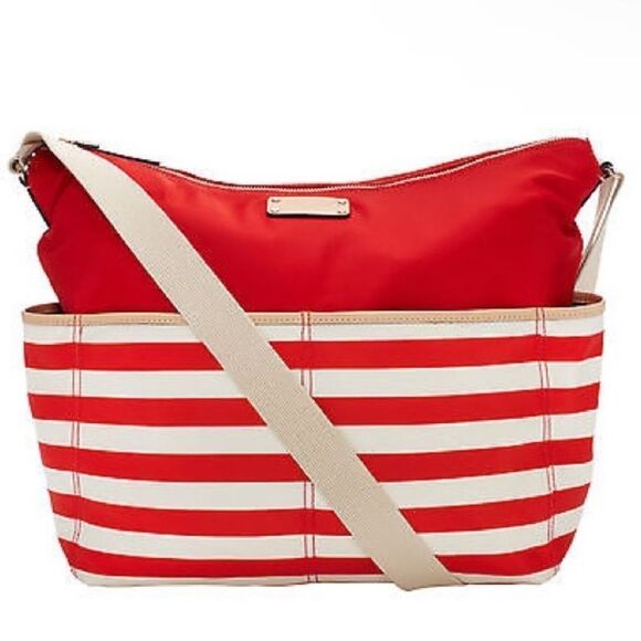 Kate Spade New York Collins Avenue Striped Serena Baby Diaper Bag Orange/Cream - Picture 1 of 9